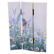 Paravento estampado 3 paneles flores y mariposas 120,6x2,5xh180,6x2,5xh180