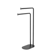 Toallero de 2 brazos y acabado en negro.