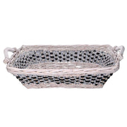 Cesta mimbre rectangular azul blanco cm53/59x38h13