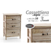 Casa de cajones 3 cajones Baño Cocina de madera natural 40 x 29 x 58 H CM