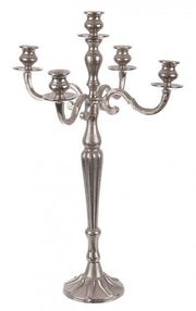 Candelabro Laryn 5 fuegos plata Alt. 70