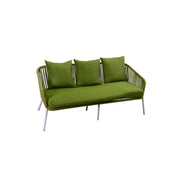 Conjunto de tumbona de jardín VISALIA en aluminio blanco y cuerda verde 4 piezas