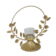 Portavelas de metal dorado rosa cm23x10h23