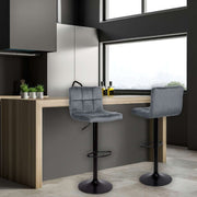 Sgabello regulable Mosva gris con patas negras opacas Asiento de terciopelo, regulable