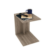 Mesa de centro tipo banco en forma de C para salón, color roble 35x45xh.62 cm