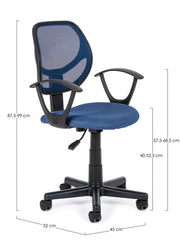 Silla de oficina azul con reposabrazos
