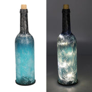 Botella de vidrio azul pavo real con led redondo cmø8h29