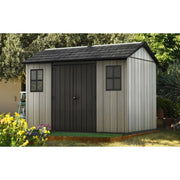 Casita en gris efecto madera pintable duotech 2 puertas y 2 ventanas 350x229xh.254 cm