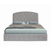 Cama matrimonial con almacenamiento y cabecera curva gris claro Button2