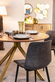 Mesa de madera estilo vintage para 6 personas Ø120a - 76h