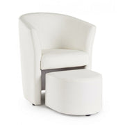 Sillón de polipiel con puf extraíble Blanco RITA 64,5x 59,5x h78 cm