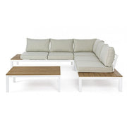 Juego de salón esquinero con cojines Elias blancos