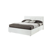 Cama doble con contenedor en ecopiel blanca 182x205xh.120 cm