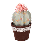 Tela cactus con flor rosa verde redonda cmø13h24