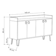 Mueble Dea 4 puertas blanco y light mocha 140x36x80 h
