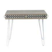 Escritorio Ilia con patas de metal blanco y tapa de roble 96x51x75 HMT190642