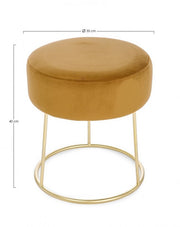 CLARISSA Puf de terciopelo ocre amarillo diámetro 35x h40 cm
