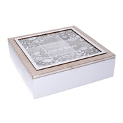 Caja de té de madera beige cuadrada cm26x26h7,5