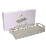Bandeja metal crema rectangular mariposa cm41x20h6,5