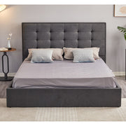 Cama Matrimonial Coco con Almacenamiento en Tela Gris Oscuro 171 x 209 x 115 cm