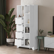 Mueble multiusos Yada midi blanco con 1 puerta, 4 cajones 164.5 cm alto x 77 cm ancho x 29.6 cm profundo
