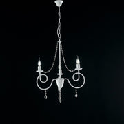 Araña de hierro blanco tres luces decoración de diamantes de imitación en mal estado 50x h67 cm