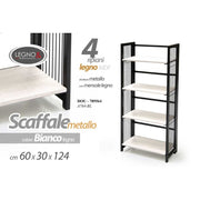 Metal urbano de metal negro metal 4 estantes cm 60 x 30 x 124 h