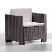 Capri salón resina marrón 4 piezas con cojines