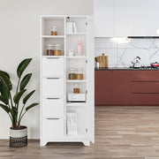Mueble multiusos Yada maxi blanco con puerta decorada, 4 cajones y 2 nichos