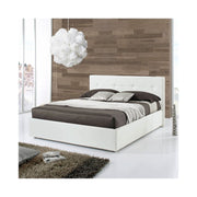 Cama doble con contenedor en ecopiel blanca 182x205xh.120 cm