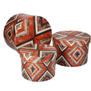 Caja ecopiel redonda 1-3 rayas naranja cmø27h17