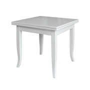 Mesa extensible cuadrada de madera maciza color blanco 90x90-180 cm