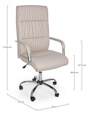 Sillón de oficina con reposabrazos Queensland en ecopiel gris tórtola