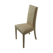 Silla de madera tapizada en ecopiel color capuchino con estructura a juego 47x47xh.101 cm