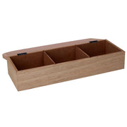 Caja de té de madera marrón rectangular cm29x10h6