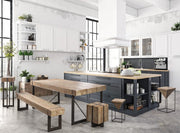 Taburete de acero con asiento en madera de abeto PRISMY 31x31xh.55 cm