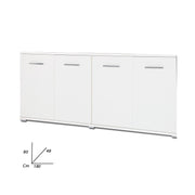 Mueble de salón multiusos blanco en madera de melamina 180x80x45 cm