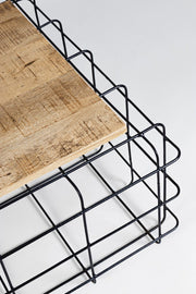 Mesita Trellis rectangular de madera y metal