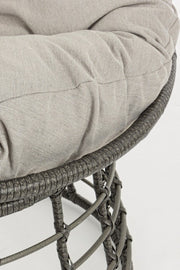 Sillón de exterior en fibra natural gris con cojín MOLLY diámetro 69x92x h78 cm