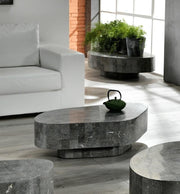 Mesa de centro moderna de piedra gris cm 100 x 52 xh 28