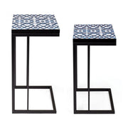 Conjunto de 2 mesas de centro NEAPOLIS en acero con tapa de mdf decorada con estampado 62.5h 56h cm