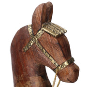 Caballo de madera revestido de metal dorado cm40x11h46