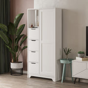 Mueble multiusos Yada midi blanco con 1 puerta, 4 cajones 164.5 cm alto x 77 cm ancho x 29.6 cm profundo