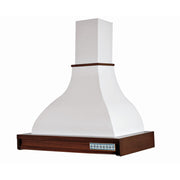 Campana de cocina rústica TAORMINA blanca con incrustaciones color tabaco estructura de madera 90 cm