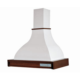 Campana de cocina rústica TAORMINA blanca con incrustaciones color tabaco estructura de madera 90 cm