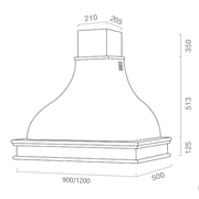 Campana de cocina rústica CONTEA blanca con estructura de madera incrustación color tabaco 90 cm