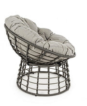 Sillón de exterior en fibra natural gris con cojín MOLLY diámetro 69x92x h78 cm