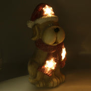 Perro de resina LED con sombrero rojo 22x19,5h40 cm