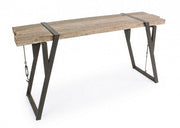 Consola de acero con tapa de madera BLOQUES 153x44 h76 cm
