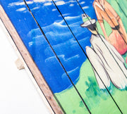 Estampa sobre madera con lienzo multicolor 60x100 cm